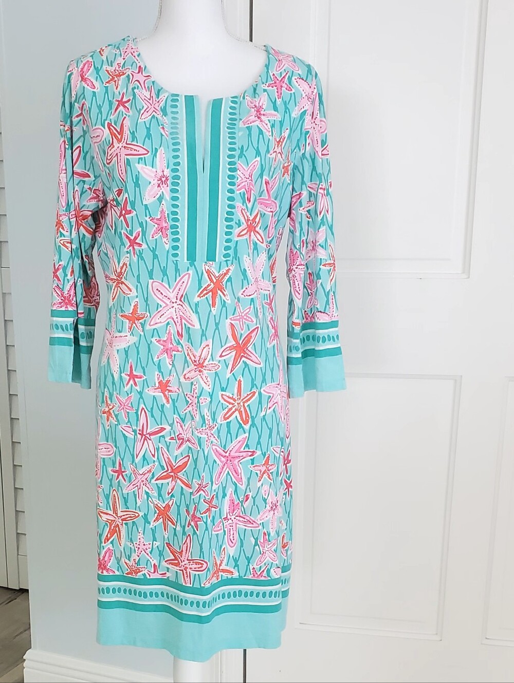 Turquoise Starfish Print Tunic Dress XL
